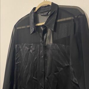 Sexy ZARA Sheer and Satin Button down shirt size XL NWT $49.50